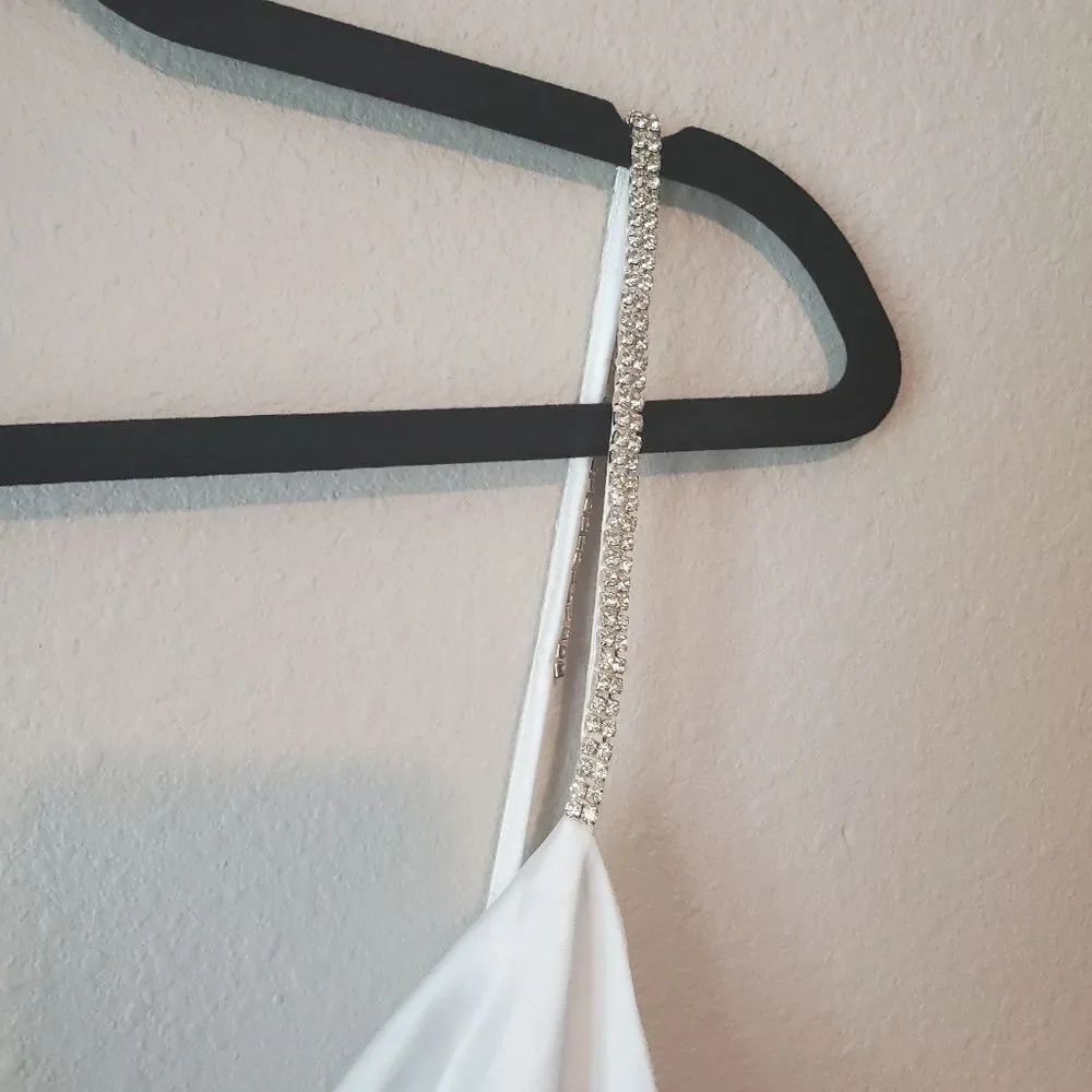 Elliatt White Jacinda Asymmetrical Satin Crystal Strap Dress Size Small - Picture 5 of 15